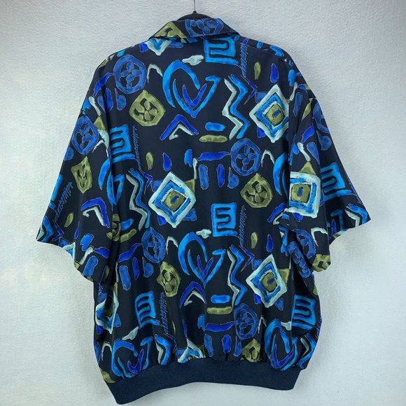 **SOLD**Alan Stuart Shirt Mens XXL 2XL Blue Abstract Art Pullover Banded Pocket - Picture 5 of 13